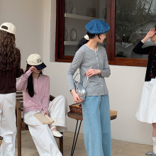 森岛 天丝羊毛针织衫女春夏新款莱赛尔打底开衫修身百搭长袖罩衫