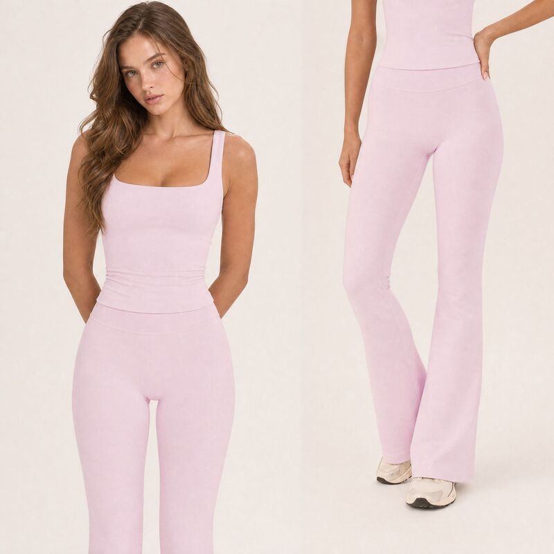 Cross-Border European and American Style Nude-Feel Square-Neck Sports Tank Top Women's Yoga Set Fitness Quick-Dry Shorts Two-Piece Set Cross-Border European and American Style Nude-Feel Square-Neck Sports Tank Top Women's Yoga Set Fitness Quick-Dry Shorts Two-Piece Set