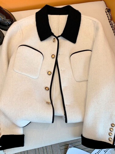 French-style cashmere wool coat for women, new petite wool overcoat, versatile top
