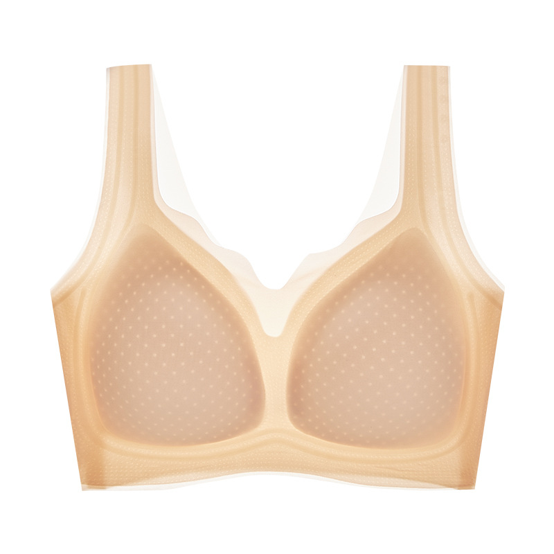 Ropa interior sin marcas de hielo para mujeres hielo ultra delgado verano delgado pechos pequeños especiales de colapso de soporte superior respirado sujetador de pecho