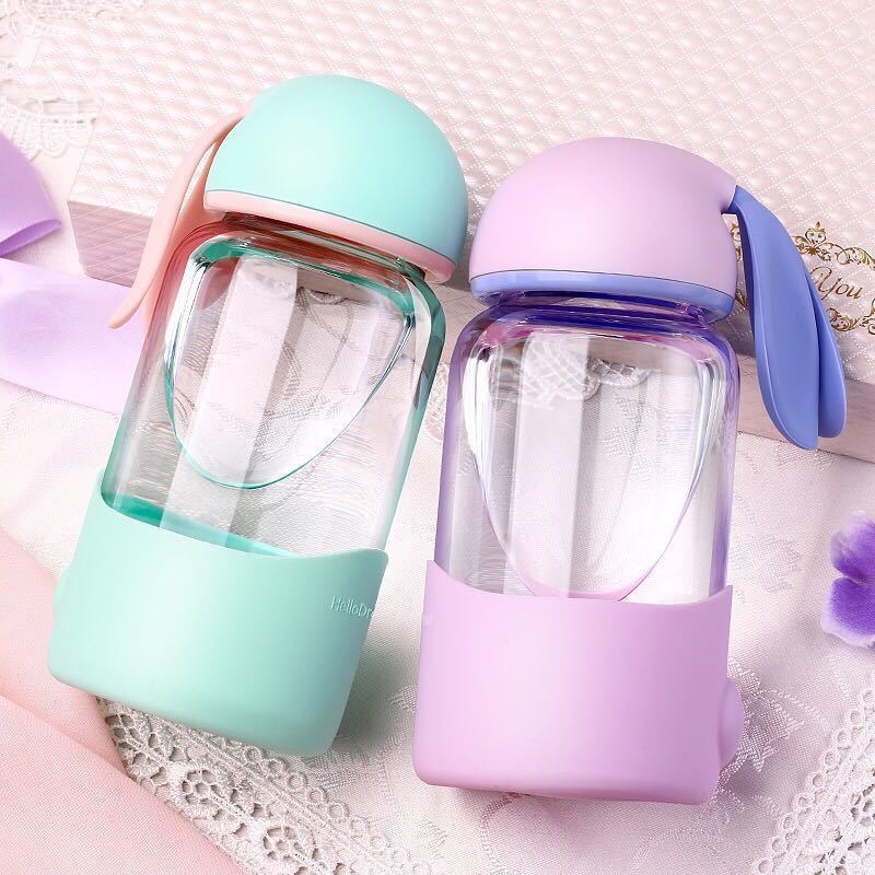 Creative Rabbit Glass Cup for Women Portable Student Tea Separation Cup Korean Style Small Capacity Trendy Cup