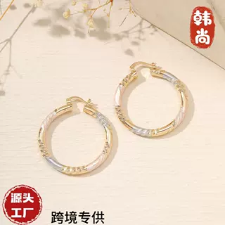 源头工厂轻奢复古个性冷淡风斜纹大圈耳环大气网红简约设计款耳饰