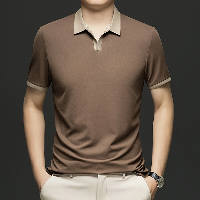 2025 Foreign Trade Men's Half-sleeved Polo Shirt New Men's Summer Simple Lop Short-sleeved T-shirt Trendy