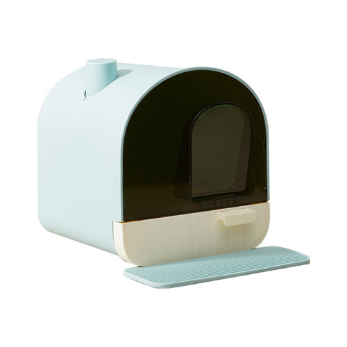 LUSMO Fully Enclosed Cat Litter Box Anti-Splash Cottage Drawer Type Flip-Up Cat Toilet Cat Supplies