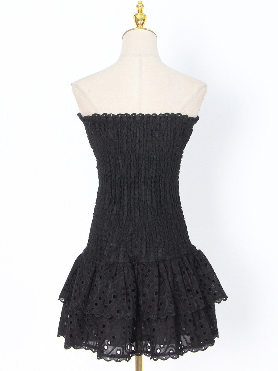 Elegant Ruffled Strapless Women's Dress For Spring Season_voghion.com