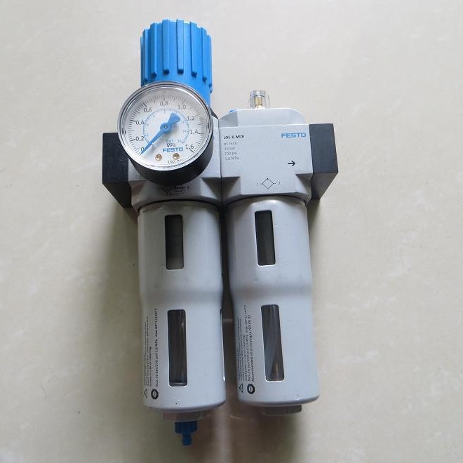 订货原装FESTO调压阀LFR-D-MIDI+油雾器LOE-D-MIDI+压力表0-1.6MP