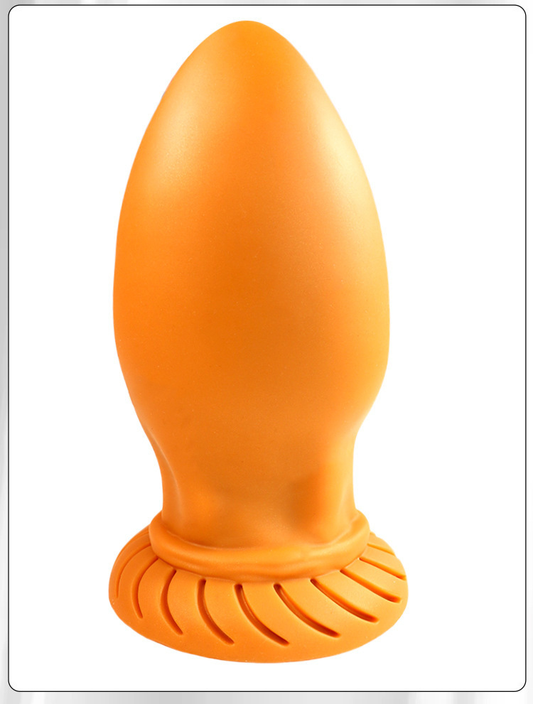 Jiuai Tiger Tooth Anal Plug with Tail, Gold Liquid Silicone, Extra Large Size — detail image 5