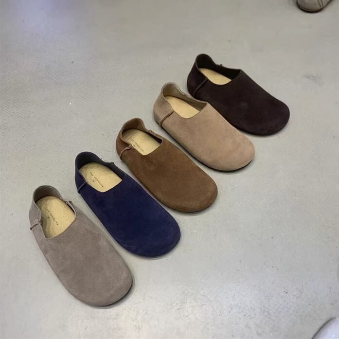 THEFENGLIYA Lazy Relaxation Korean Minimalist Genuine Leather Height-Increasing Full-Bag Beekon Shoes Platform Shoes