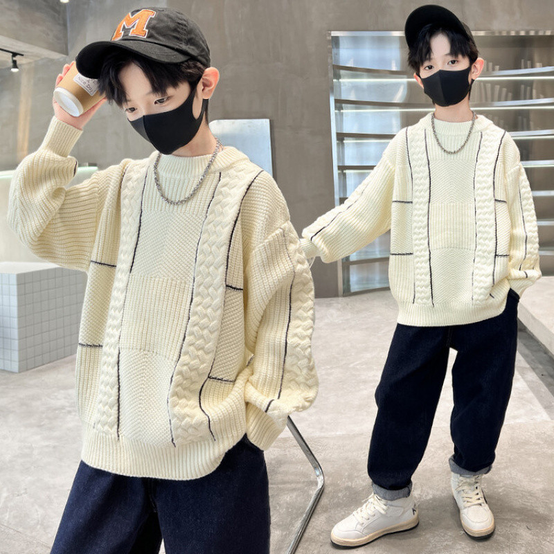 Zhili children's clothing boys' sweater autumn and winter style 2025 children's winter knitwear for medium and large children's winter clothing boys' base layer