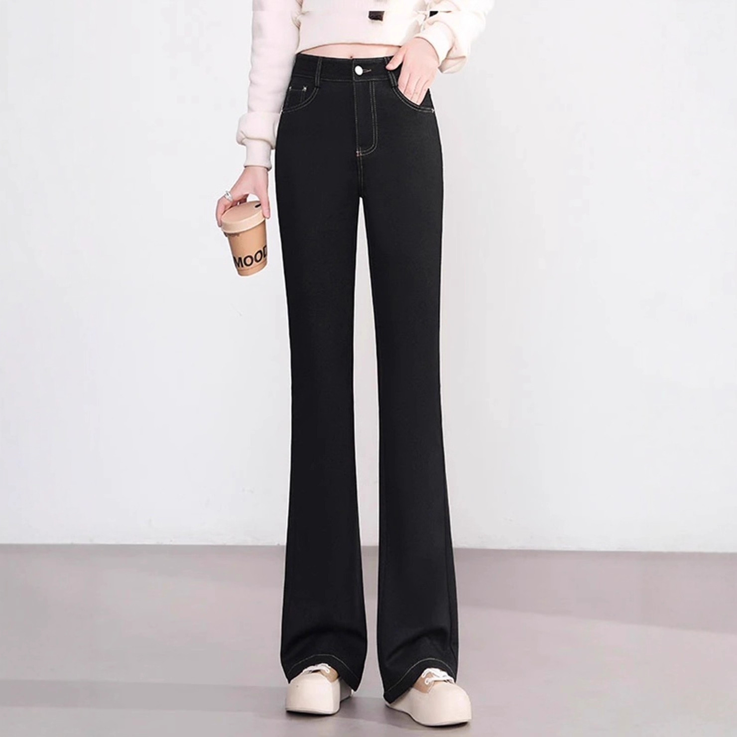 Women's Jeans for Autumn and Winter, Fleece-Lined and Thickened, 2025 New Style, Versatile, Slimming, Flared Pants, Stretchy Pants, Bell-Bottom Pants