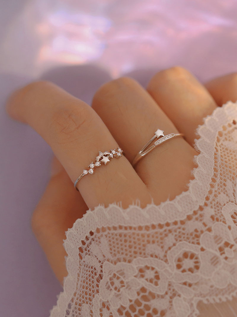 Sunrise glittrande diamant stjärna ring för kvinnor accessoar_voghion.com