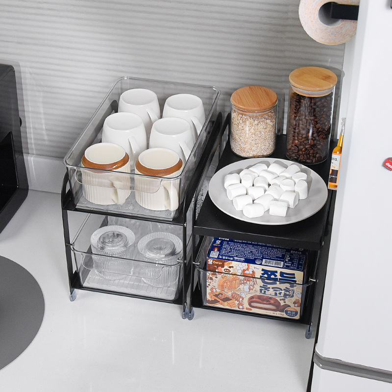 Household iron glass cup holder multi-layer desktop coffee cup storage rack drawer-type storage water cup holder wholesale