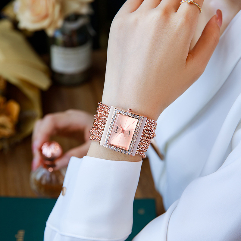 Rectangle Dial Shape Classic Style Shiny Solid Color Jewelry Buckle Quartz Watch Women's Watches