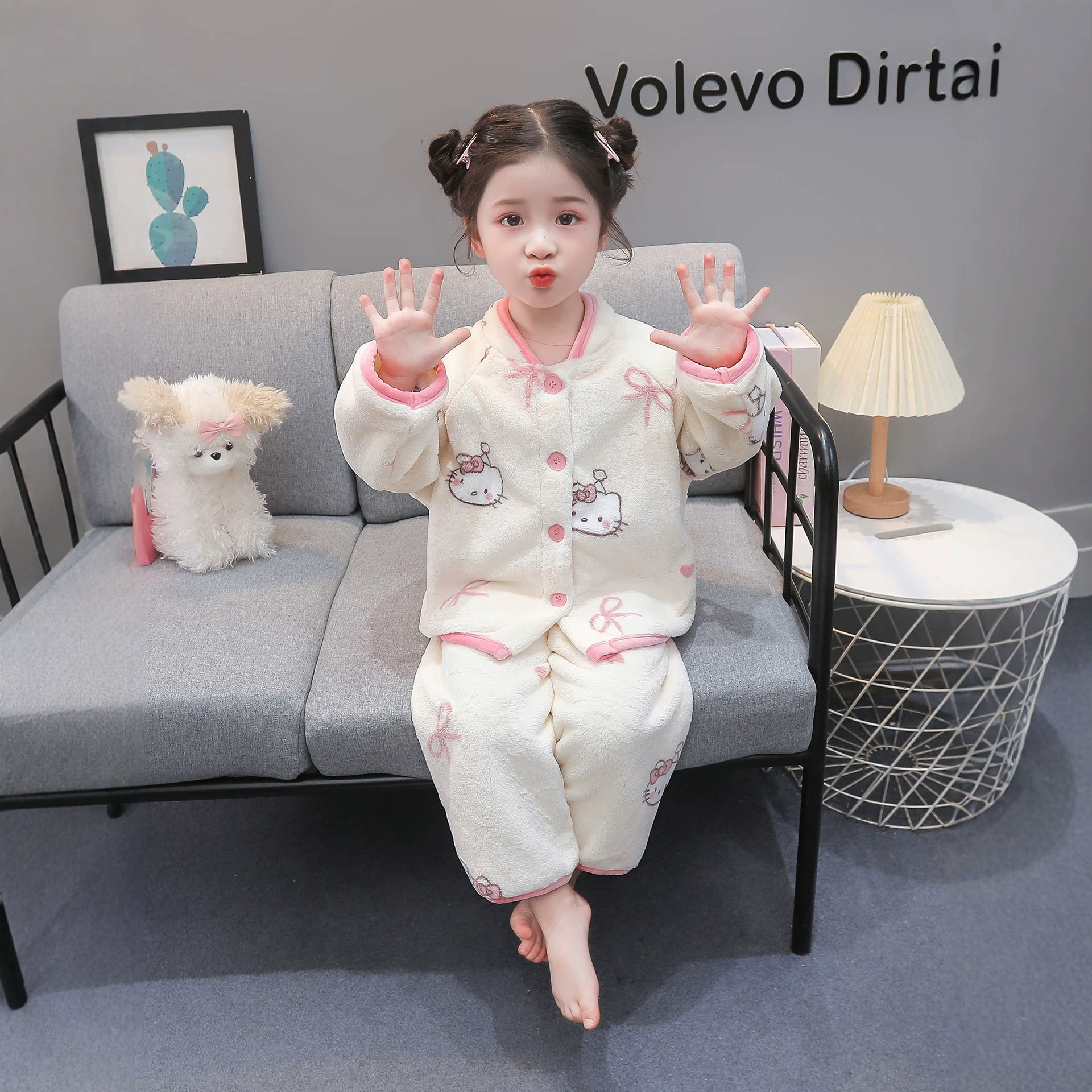 Coral velvet fleece keep warm flannel demi-season children's pijama…