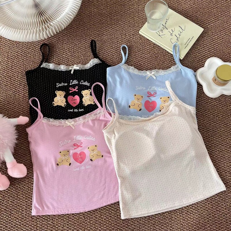 H334: rayon dopamine cute printed condole strap lace vest women's inner strap chest pad hot girl H334: rayon dopamine cute printed condole strap lace vest women's inner strap chest pad hot girl