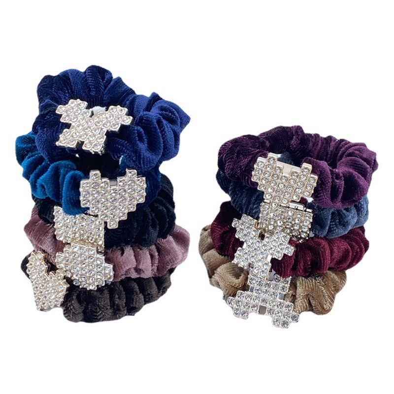 Seis diamantes incrustados Corea del Sur anillo de tela de terciopelo banda para el cabello un yuan una pieza dos yuanes tienda de cuerda para el cabello accesorios para la cabeza SUMINISTRO DE puesto