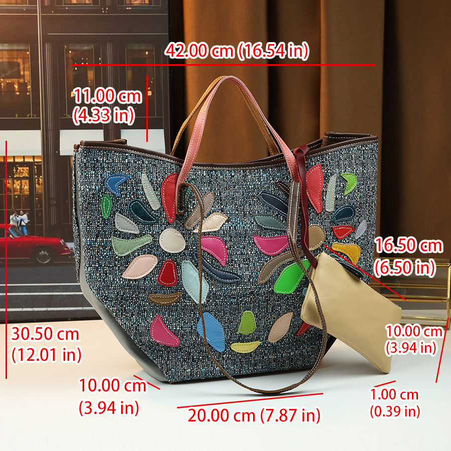 New Fashion Patchwork Irregular Graphic Genuine Leather Handbag European American Style Shoulder Bug Bag Random Color Women's Fashion_voghion.com