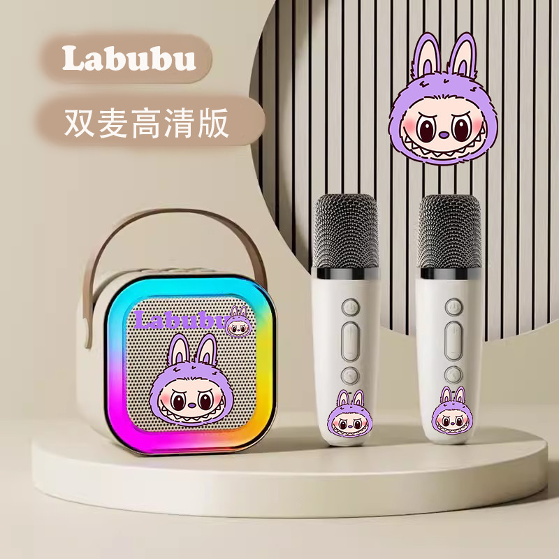 新しい漫画ミニ便利な Bluetooth スピーカーデュアルマイク統合歌 KTV アンビエントライト付き|undefined