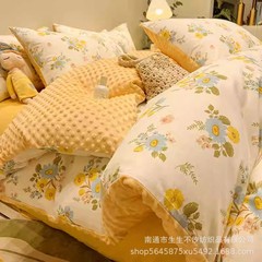 ab面纯棉牛奶绒被套单件加绒珊瑚豆豆绒加厚单人被罩150x200x230