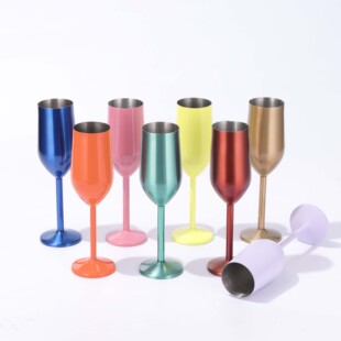 Factory Direct Sales Single-Layer 220ml Tall Cup Red Wine Cup Cold Coffee Cup Stainless Steel Car Cup Beer Cup
