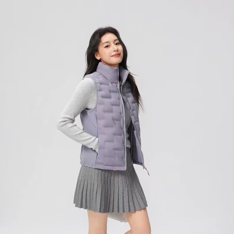 Pinghu chaqueta de pluma de mujer chaleco 90 lana nuevo tipo ligero otoño y invierno de moda casual abrazadera de caballo universal chaleco cálido abrigo