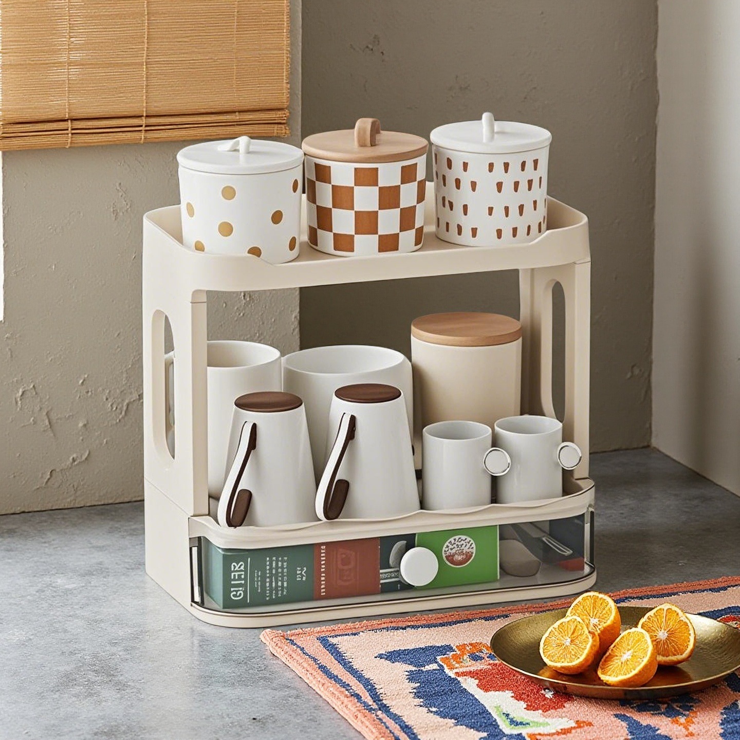 Bar Counter Cup Rack Storage Rack Desktop Tea Coffee Storage Rack Japanese-style High-value Kitchen Water Cup Drain Rack Tea Cup