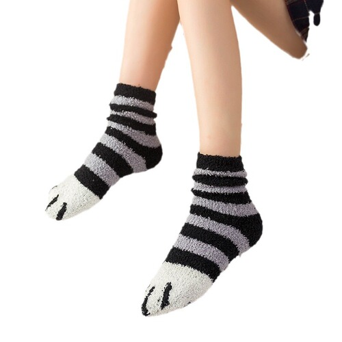 Women's Anti-Shedding Cute Thickened Winter Coral Velvet Cat Floor Sleeping Socks Cat Claw Cute Home
