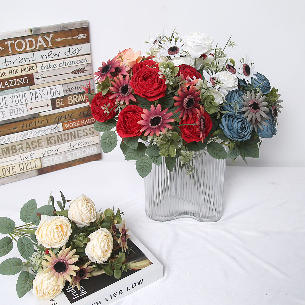 Ramos de flores de simulación europea minorista mayorista Ramos de flores de boda Ramos de props de fotografía Decoración de la sala de estar