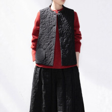 马甲女秋外穿文艺背心叠穿小马夹坎肩无袖黑色上衣棉混纺A1001