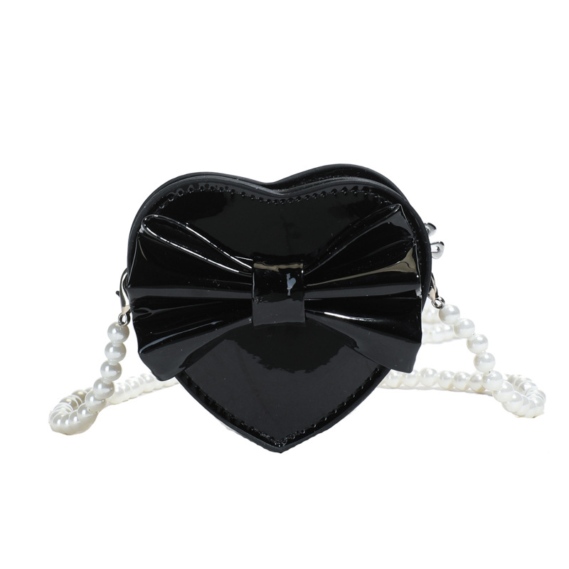 Bolso de hombro de niña brillante láser de moda Mini love bowknot bandolera de bebé bolso de cadena de perlas para niños