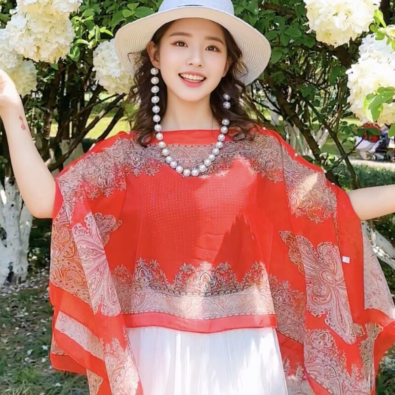 2026 Summer High-End Trendy Solid Color Vacation Style Fashionable Versatile Sun Protection Pullover Silk Scarf Shawl for Women Manufacturer 2026 Summer High-End Trendy Solid Color Vacation Style Fashionable Versatile Sun Protection Pullover Silk Scarf Shawl for Women Manufacturer