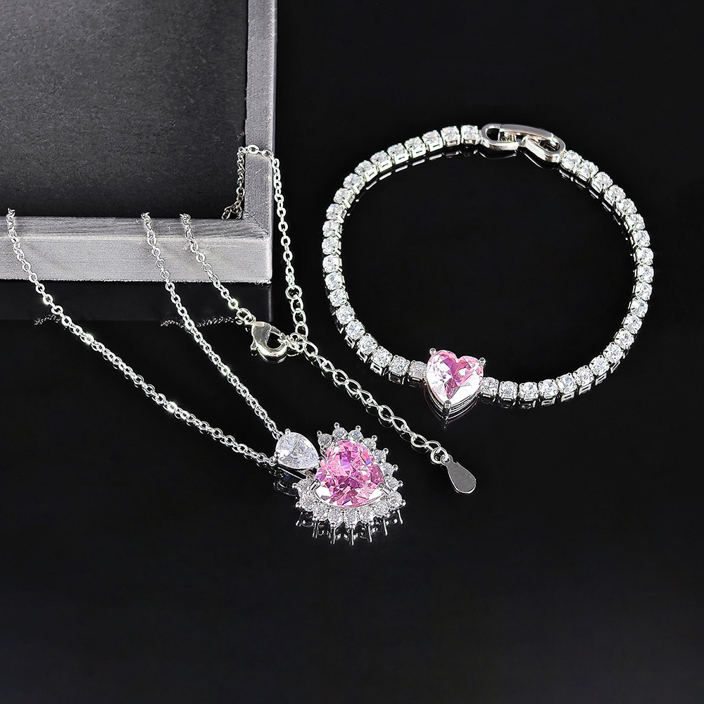 1 Set Quantity Wholesale Jewelry Elegant Simple Style Heart Shape Copper Plating Bracelets Necklace Cable Chain