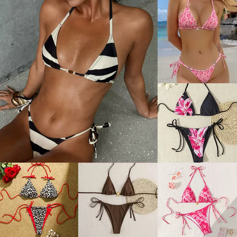 2025欧美跨境新款系带泳衣bikini高级比基尼泳衣套装女