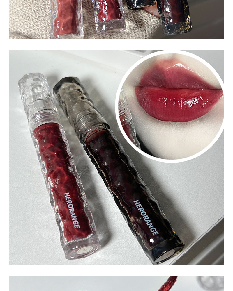 HERORANGE~ Ice River Rock Mirror Lip Gloss, long-lasting moisturizing, non-stick cup, natural whitening, water-like luster glass lip gloss undefined