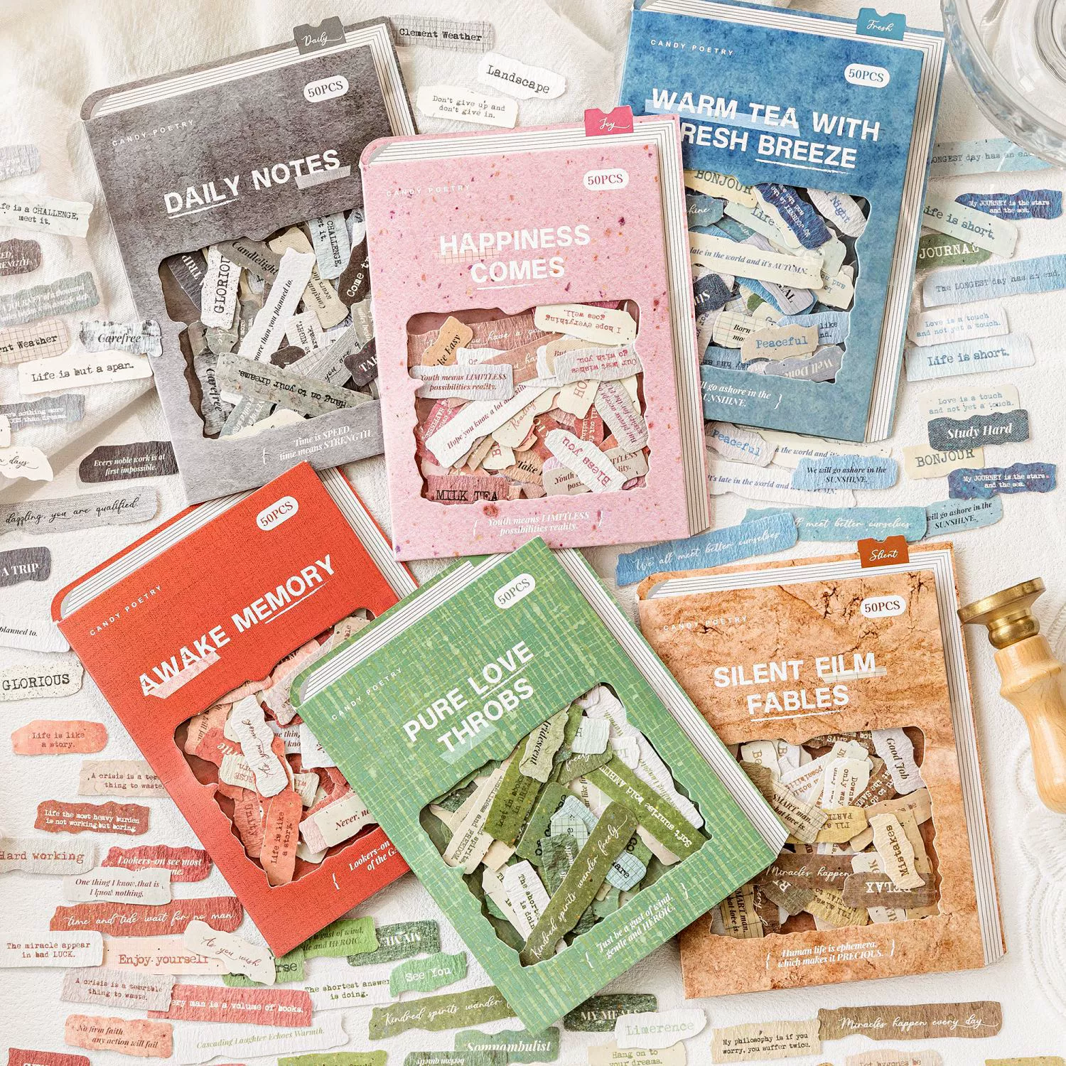 Сахарная поэзия стикер сумка фрагментарный сердечный след серии небольшой английский бумажный материал ручной счет мобильный телефон задняя карта diy декоративный коллаж