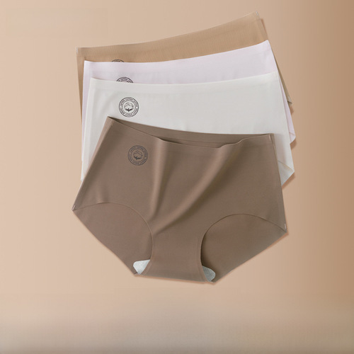 Bonas Seamless Underwear Women's Pure Cotton Antibacterial Cotton Crotch Breathable Maillard Style Girls' Triangle Shorts