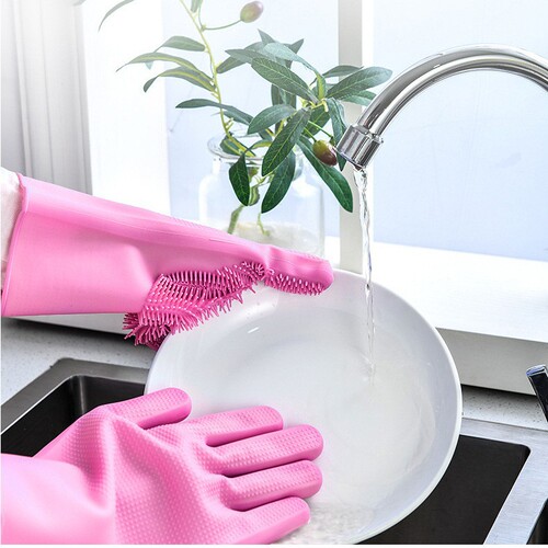 Silicone gloves, multi-functional household gloves, pet bathing gloves, kitchen cleaning and dishwashing gloves for women, thickened kitchen gloves