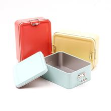 现货彩色长方形带扣马口铁盒凤梨酥包装铁盒奶酪搭扣收纳铁盒子