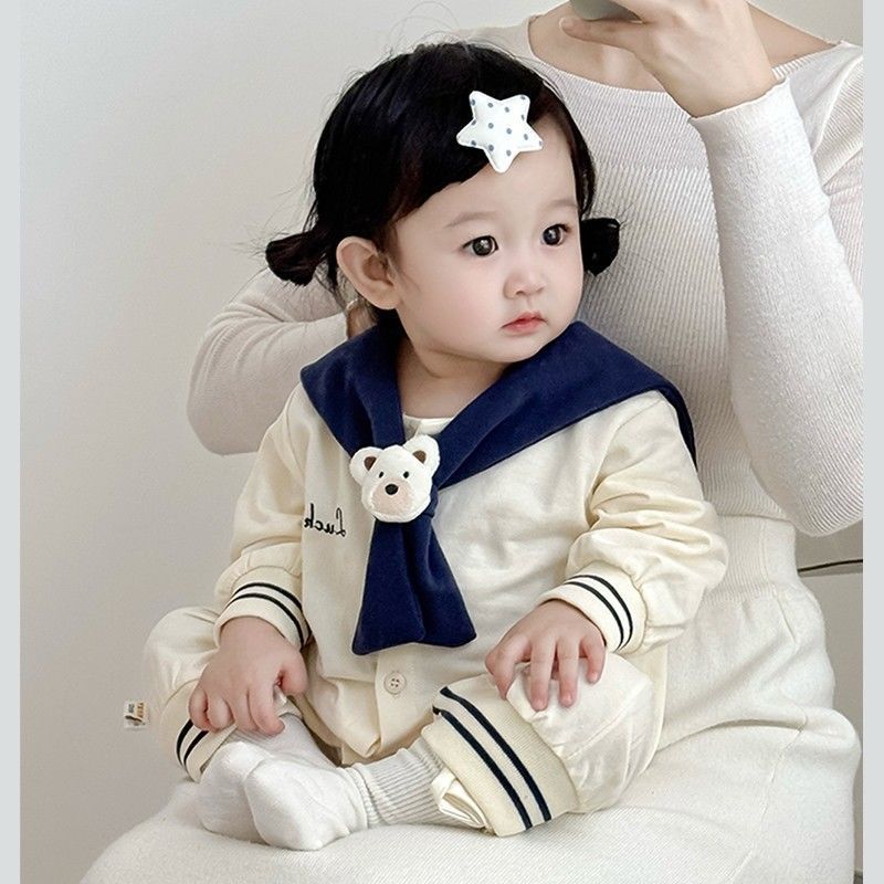 个月婴儿衣服海军风小月龄春秋季连体可爱超萌女孩宝宝洋气春装