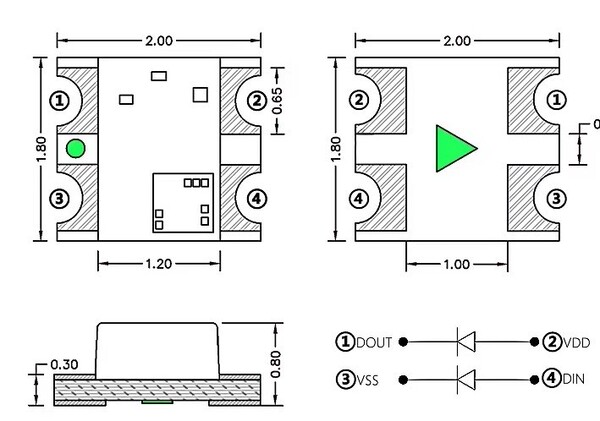 WS2812B 2020 built -in lamp beads 5V lamp beads built -in 4 -pin…