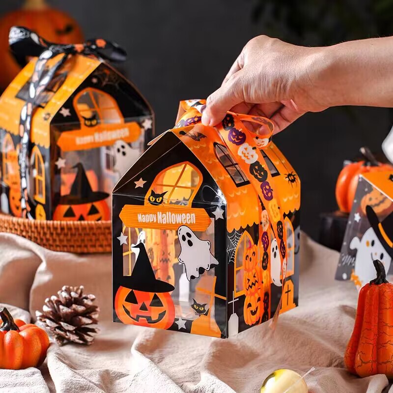 新しいハロウィーンキャンディー包装箱焼きクッキー牛圧延砂糖雪花ショートニング箱幼稚園チョコレート箱|undefined