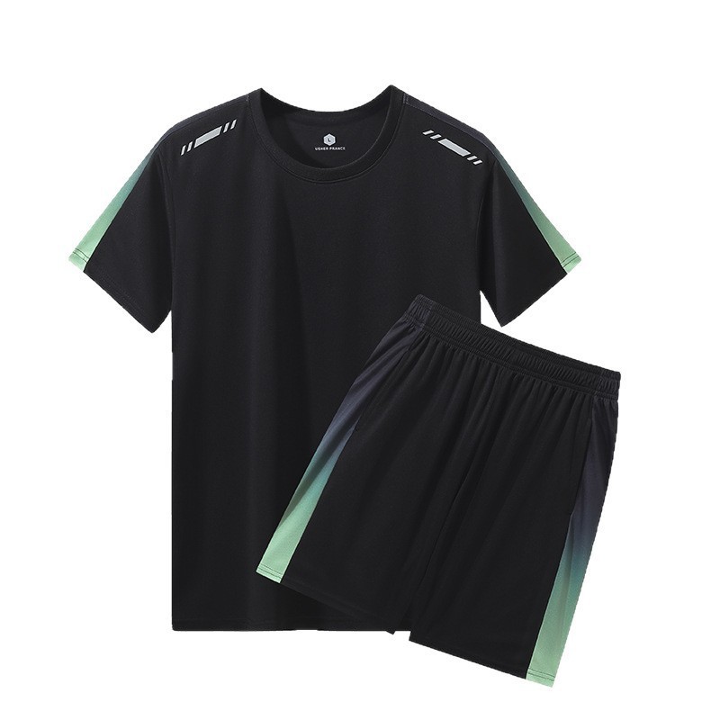 Traje deportivo de verano para hombres running fitness suelta ropa seca rápida camiseta de dos piezas manga corta pantalones cortos ropa de entrenamiento de fútbol