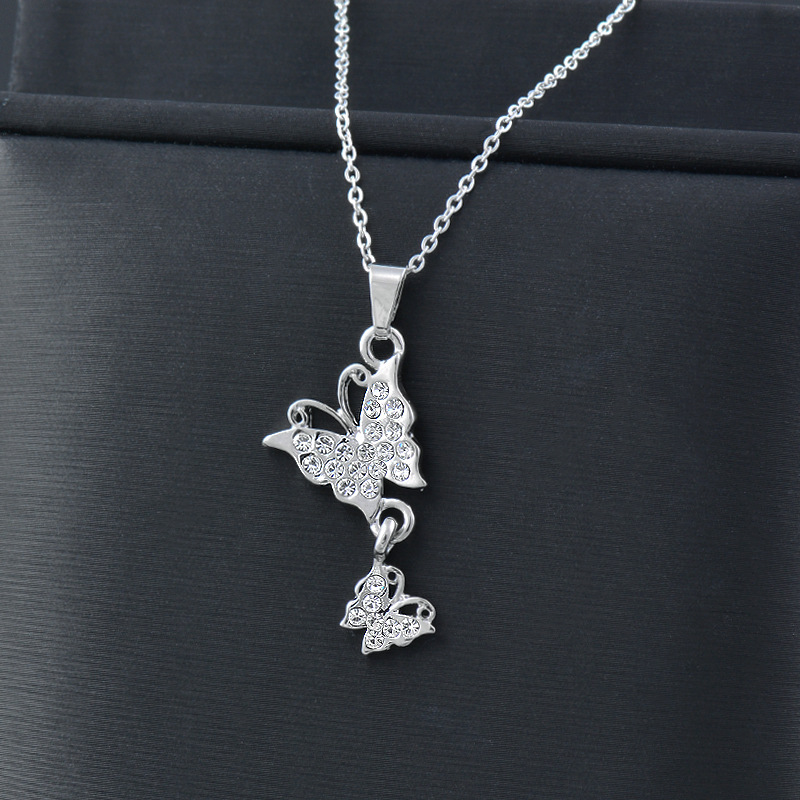 Simple Style Butterfly Titanium Steel Inlay Zircon Pendant Necklace 1 Piece