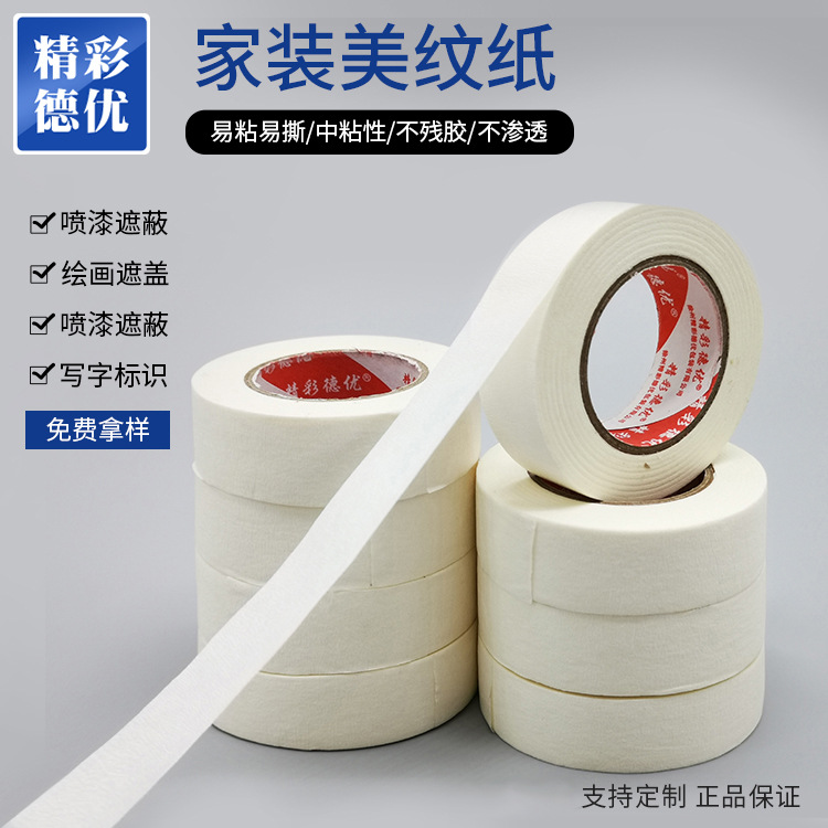 Cinta de papel de textura blanca, fuerte adherencia, no daña la pared, evita el pegamento de textura, cinta de papel de pintura en aerosol, papel de textura de arrugas al por mayor