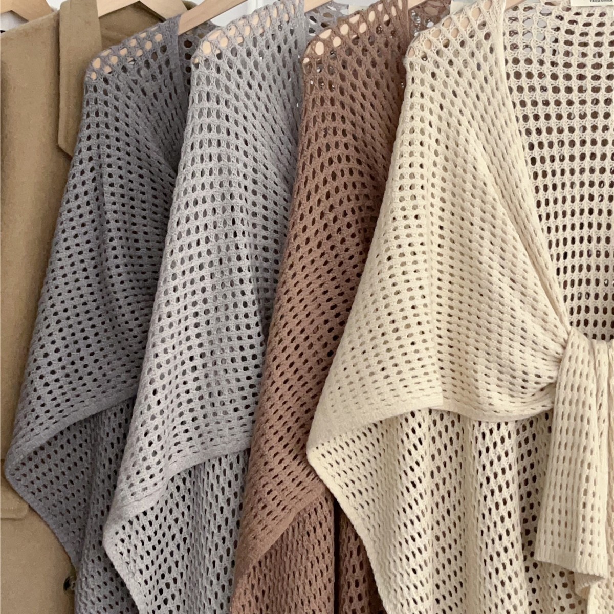 Solid Colour Knit Cardigan Shawl For Women Elegant Spring Capelet_voghion.com