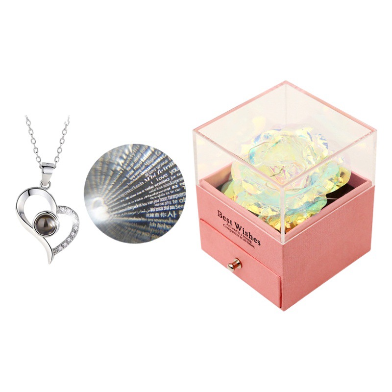 Colorido oro rosa collar joyería caja de regalo del Día de San Valentín perla cristal pulsera traje Amazon nuevo