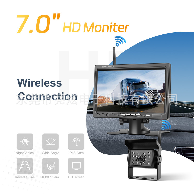7inch Hd Ahd Vehicle-Mounted Display Digital Wireless One-Channel Video Input Reversing Rearview Camera with Bsd 7inch Hd Ahd Vehicle-Mounted Display Digital Wireless One-Channel Video Input Reversing Rearview Camera with Bsd