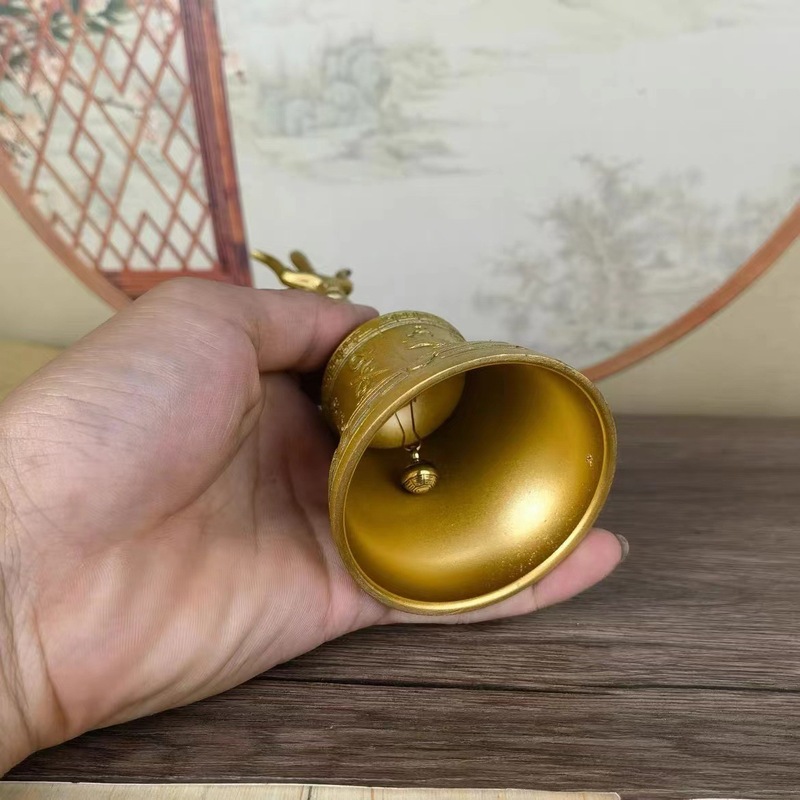 金銅三清鈴手揺純銅法鈴法器道鈴器三叉銅鈴道士法会|undefined