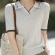 Summer POLO Collar Mulberry Silk Silk Knitwear Short-sleeved Women's Thin Lar Tencel Ice Silk Top T-shirt Half-sleeved