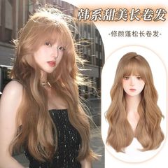 若蘭のかつらの女性の長い巻き髪のミルクティーのシャンパンの色の年齢を減らします大きい波は人の髪の自然な全体のカバー式のかつらをシミュレーションします。
